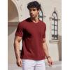 COOFANDY Mens T Shirts 100% Cotton V Neck Tee Shirt Plain Short Sleeve Casual Shirts(Wine Red)