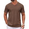 COOFANDY Mens T Shirts 100% Cotton V Neck Tee Shirt Plain Short Sleeve Casual Shirts(Brown)