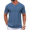 COOFANDY Mens T Shirts 100% Cotton V Neck Tee Shirt Plain Short Sleeve Casual Shirts(Deep Blue)
