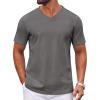 COOFANDY Mens T Shirts 100% Cotton V Neck Tee Shirt Plain Short Sleeve Casual Shirts(Grey)