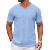 COOFANDY Mens T Shirts 100% Cotton V Neck Tee Shirt Plain Short Sleeve Casual Shirts(Light Blue)