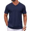 COOFANDY Mens T Shirts 100% Cotton V Neck Tee Shirt Plain Short Sleeve Casual Shirts(Navy Blue)