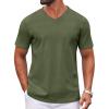 COOFANDY Mens T Shirts 100% Cotton V Neck Tee Shirt Plain Short Sleeve Casual Shirts(Olive Green)
