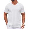 COOFANDY Mens T Shirts 100% Cotton V Neck Tee Shirt Plain Short Sleeve Casual Shirts(White)