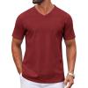COOFANDY Mens T Shirts 100% Cotton V Neck Tee Shirt Plain Short Sleeve Casual Shirts(Wine Red)