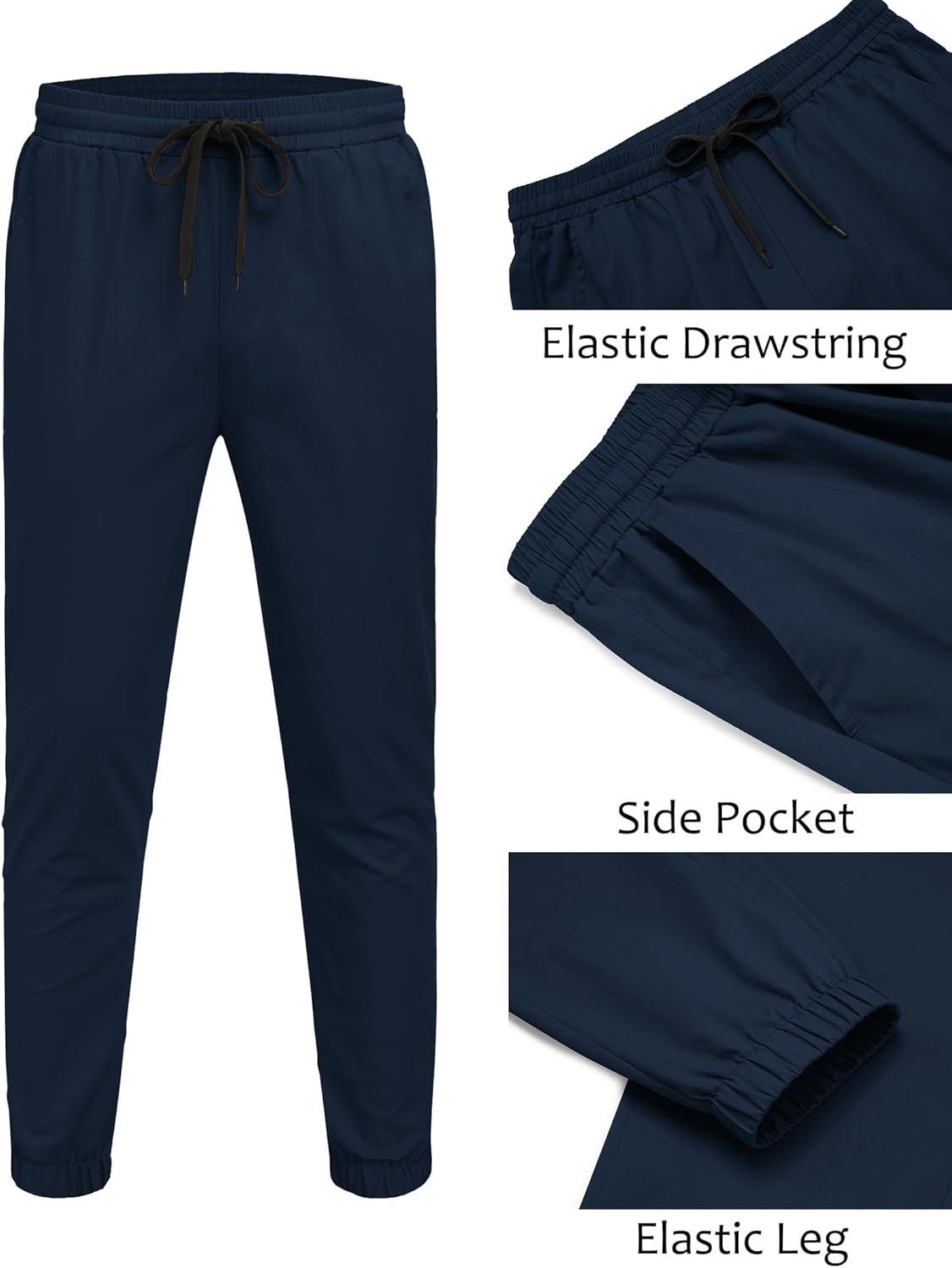 imageCOOFANDY Men Casual Joggers Pants Cotton Cargo Elastic Waist Chino Pants Twill Hiking Outdoor SweatpantsBlue