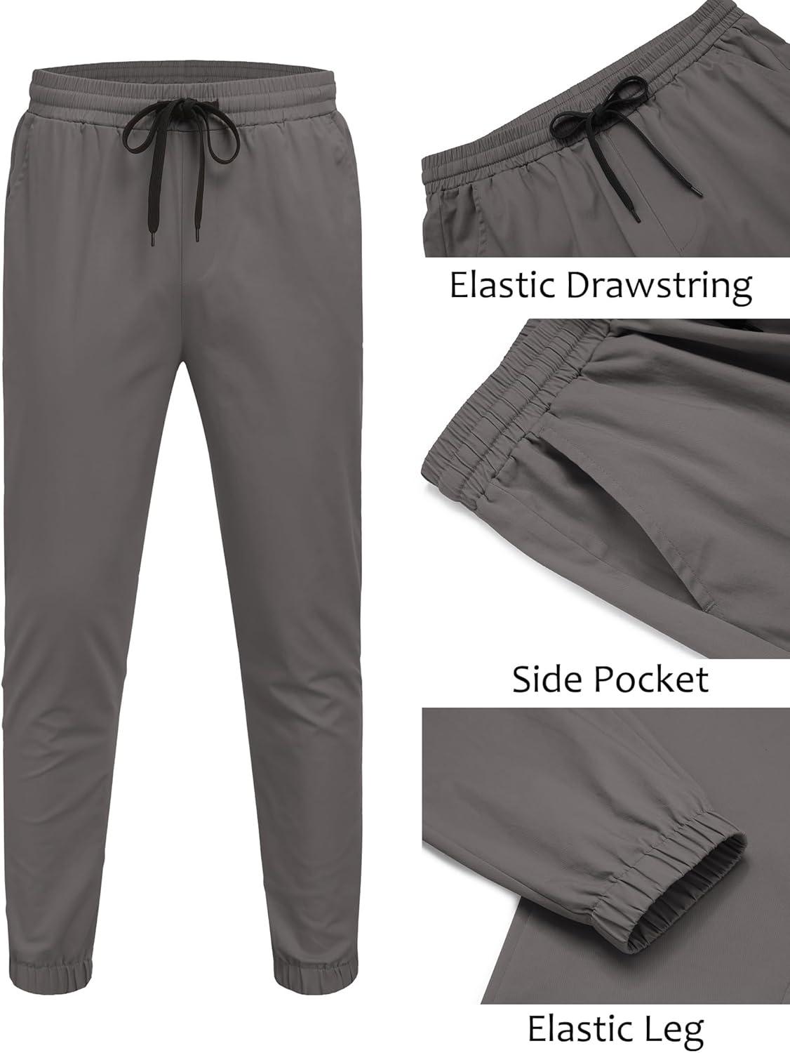 imageCOOFANDY Men Casual Joggers Pants Cotton Cargo Elastic Waist Chino Pants Twill Hiking Outdoor SweatpantsDark Grey