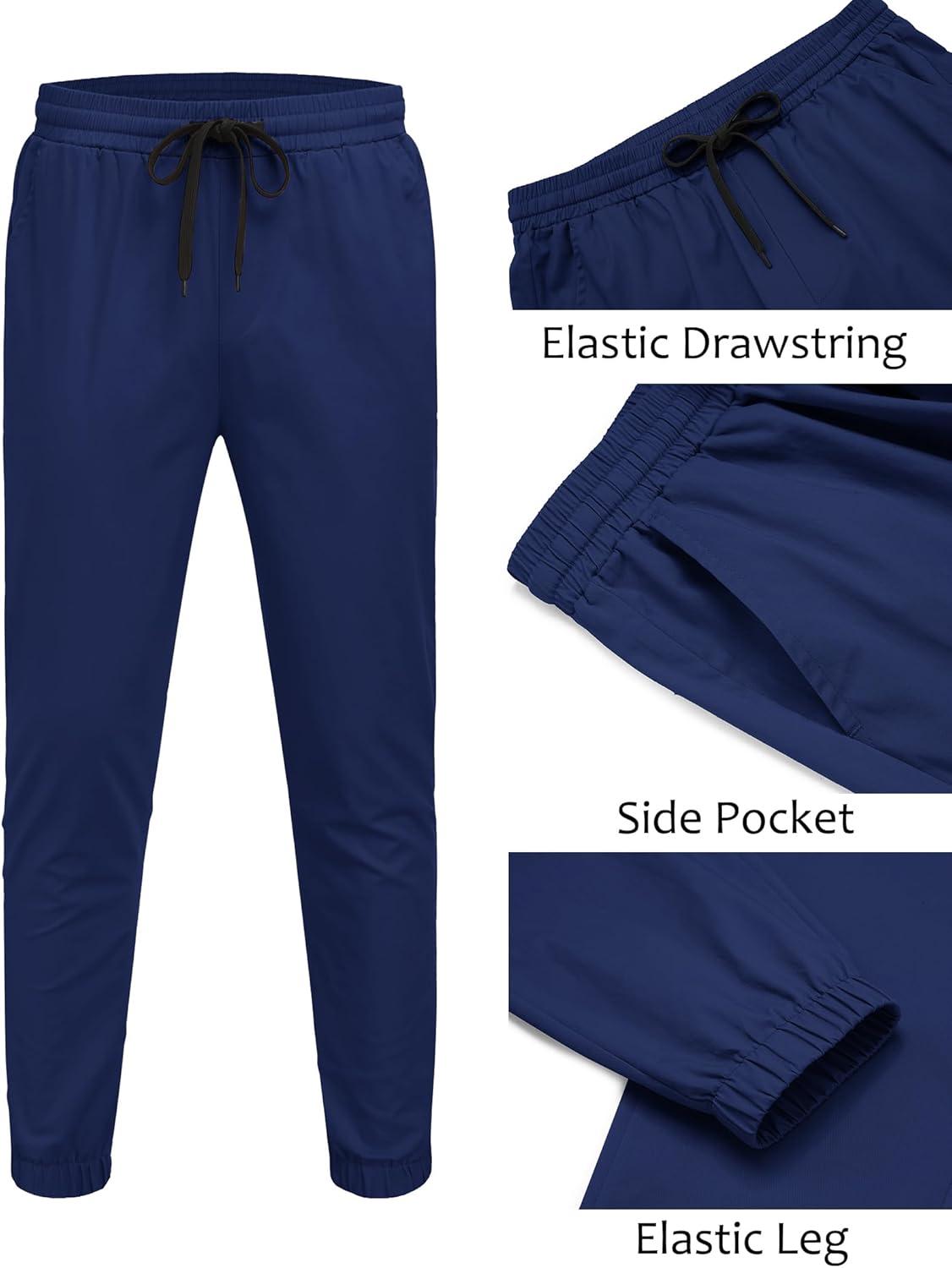 imageCOOFANDY Men Casual Joggers Pants Cotton Cargo Elastic Waist Chino Pants Twill Hiking Outdoor SweatpantsNavy Blue