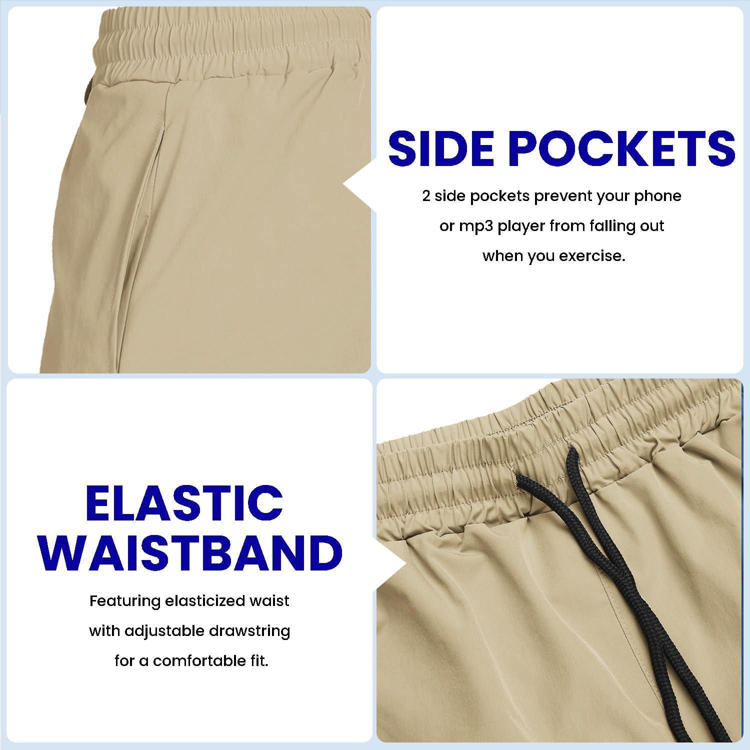 imageCOOFANDY Mens Athletic Shorts 7 Inch Quick Dry Stretch Lightweight Gym Workout Shorts with PocketsBlackLight GreyKhaki
