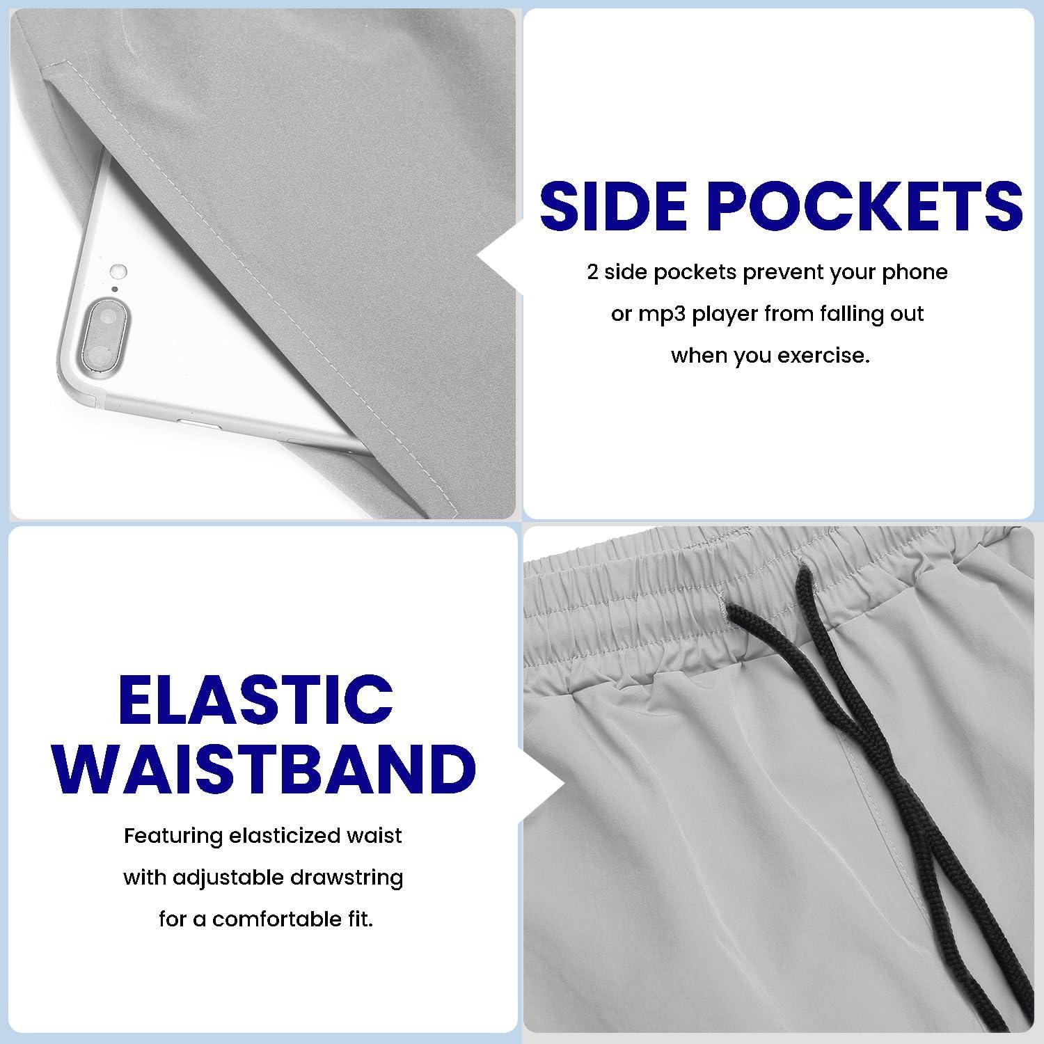 imageCOOFANDY Mens Athletic Shorts 7 Inch Quick Dry Stretch Lightweight Gym Workout Shorts with PocketsBlackLight GreyNavy Blue