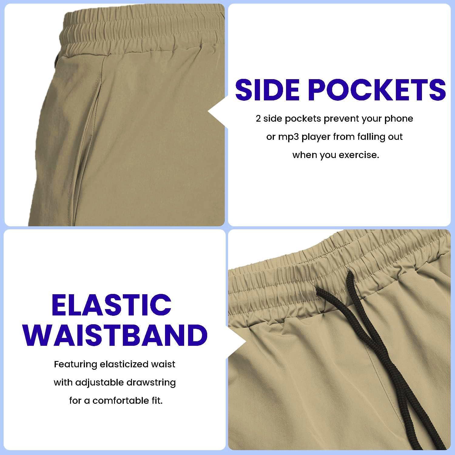 imageCOOFANDY Mens Athletic Shorts 7 Inch Quick Dry Stretch Lightweight Gym Workout Shorts with PocketsKhakiPeacock Blue