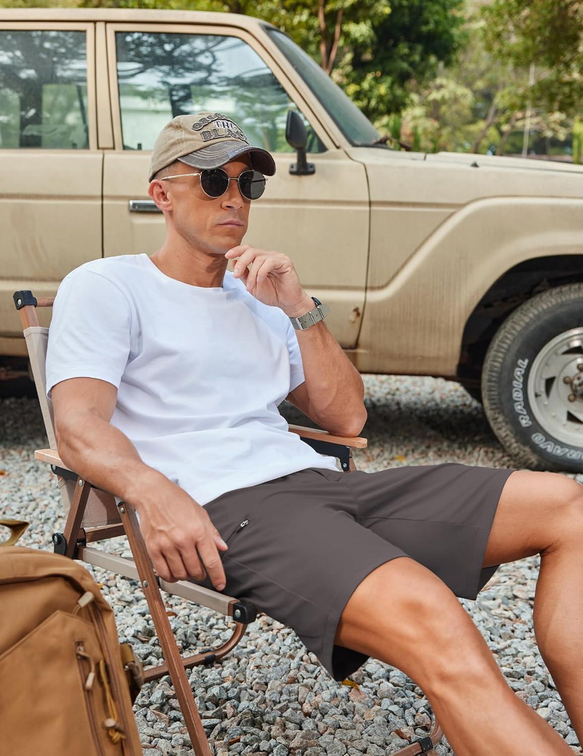 imageCOOFANDY Mens Casual Golf Shorts 79 Lightweight Stretch QuickDry Shorts for Hiking Work with 4 PocketsDark Gray