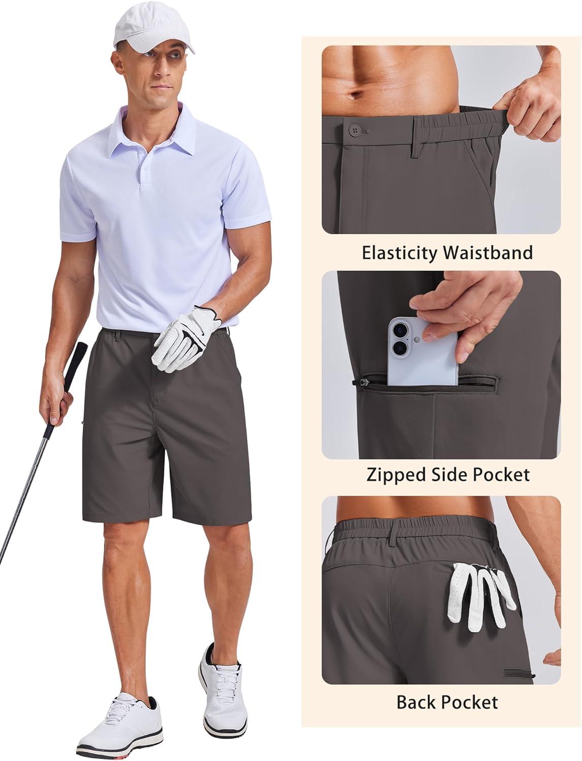 imageCOOFANDY Mens Casual Golf Shorts 79 Lightweight Stretch QuickDry Shorts for Hiking Work with 4 PocketsDark Gray