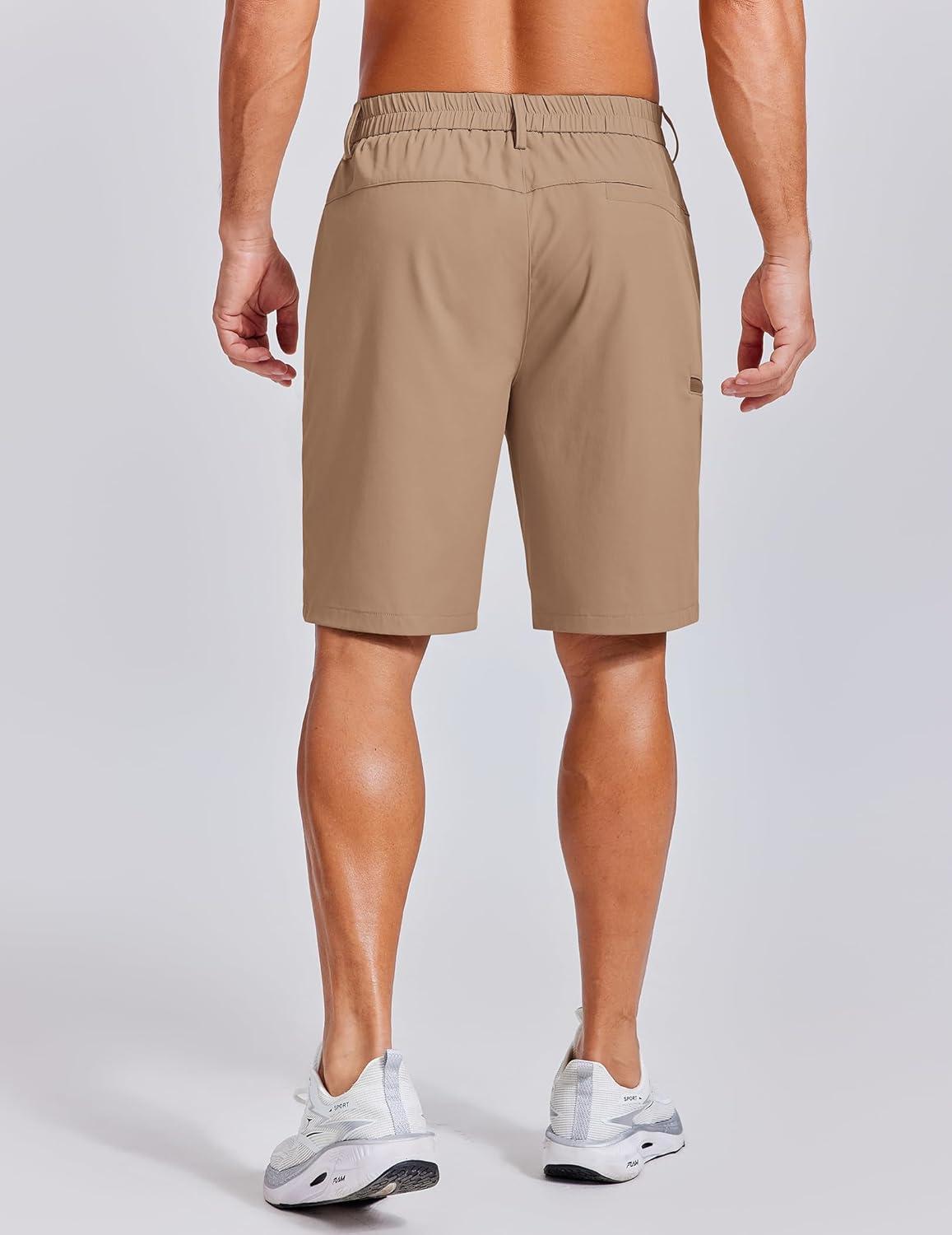 imageCOOFANDY Mens Casual Golf Shorts 79 Lightweight Stretch QuickDry Shorts for Hiking Work with 4 PocketsKhaki