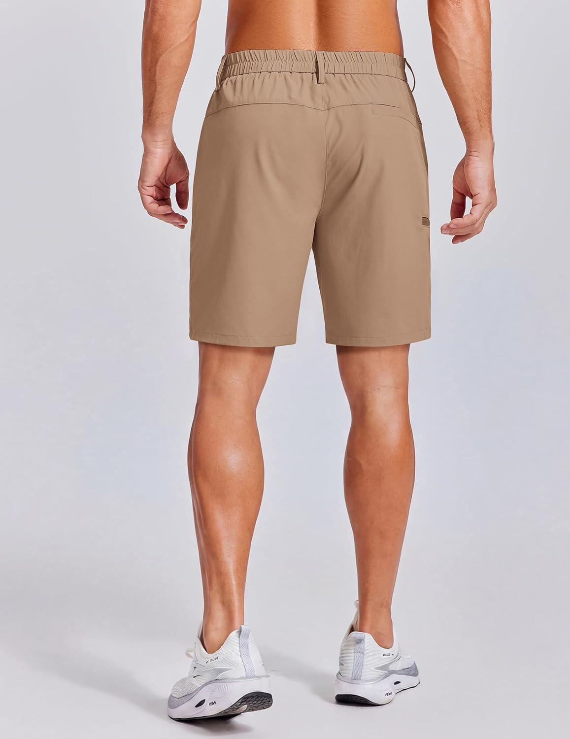 imageCOOFANDY Mens Casual Golf Shorts 79 Lightweight Stretch QuickDry Shorts for Hiking Work with 4 PocketsKhaki