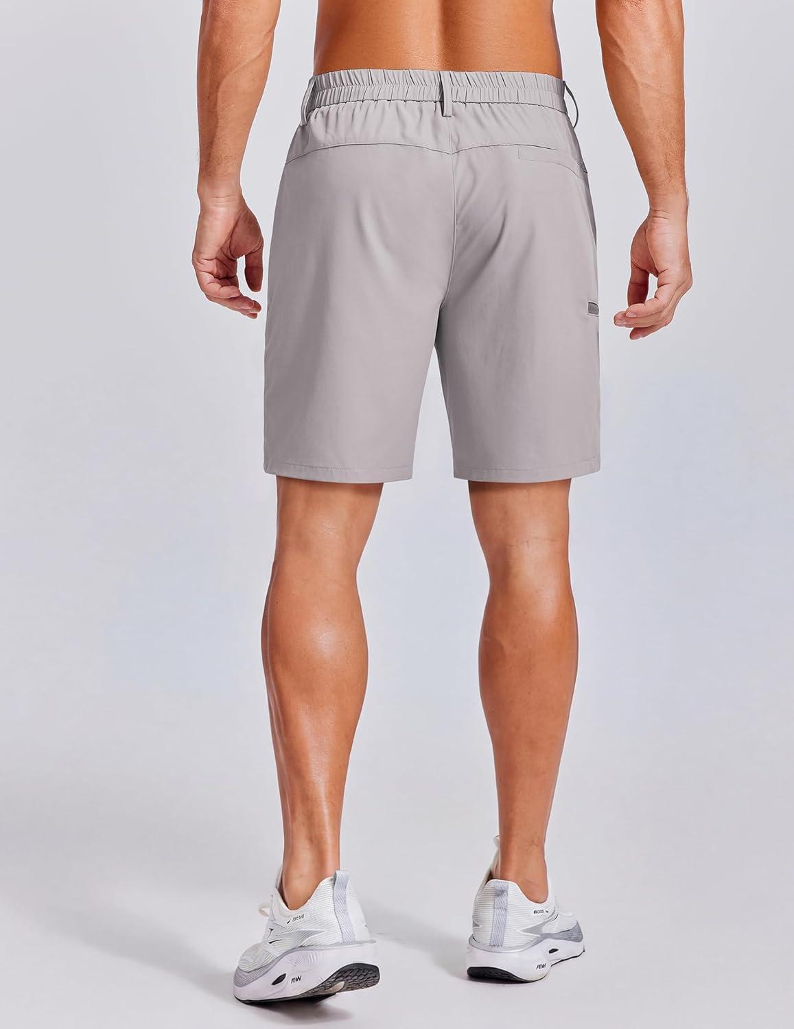 imageCOOFANDY Mens Casual Golf Shorts 79 Lightweight Stretch QuickDry Shorts for Hiking Work with 4 PocketsLight Gray