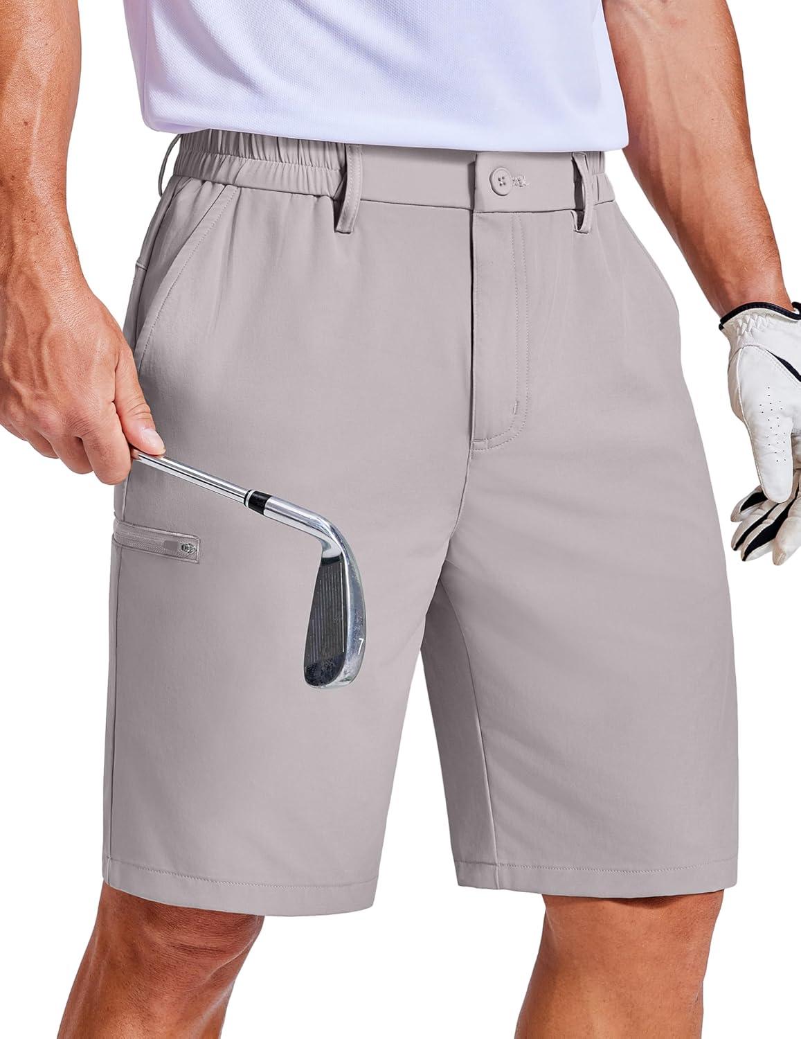 imageCOOFANDY Mens Casual Golf Shorts 79 Lightweight Stretch QuickDry Shorts for Hiking Work with 4 PocketsLight Gray