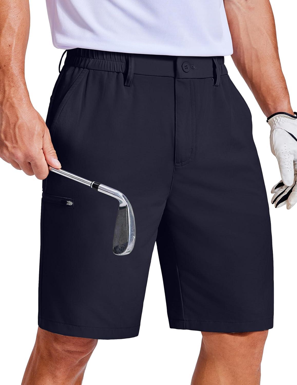 imageCOOFANDY Mens Casual Golf Shorts 79 Lightweight Stretch QuickDry Shorts for Hiking Work with 4 PocketsNavy Blue