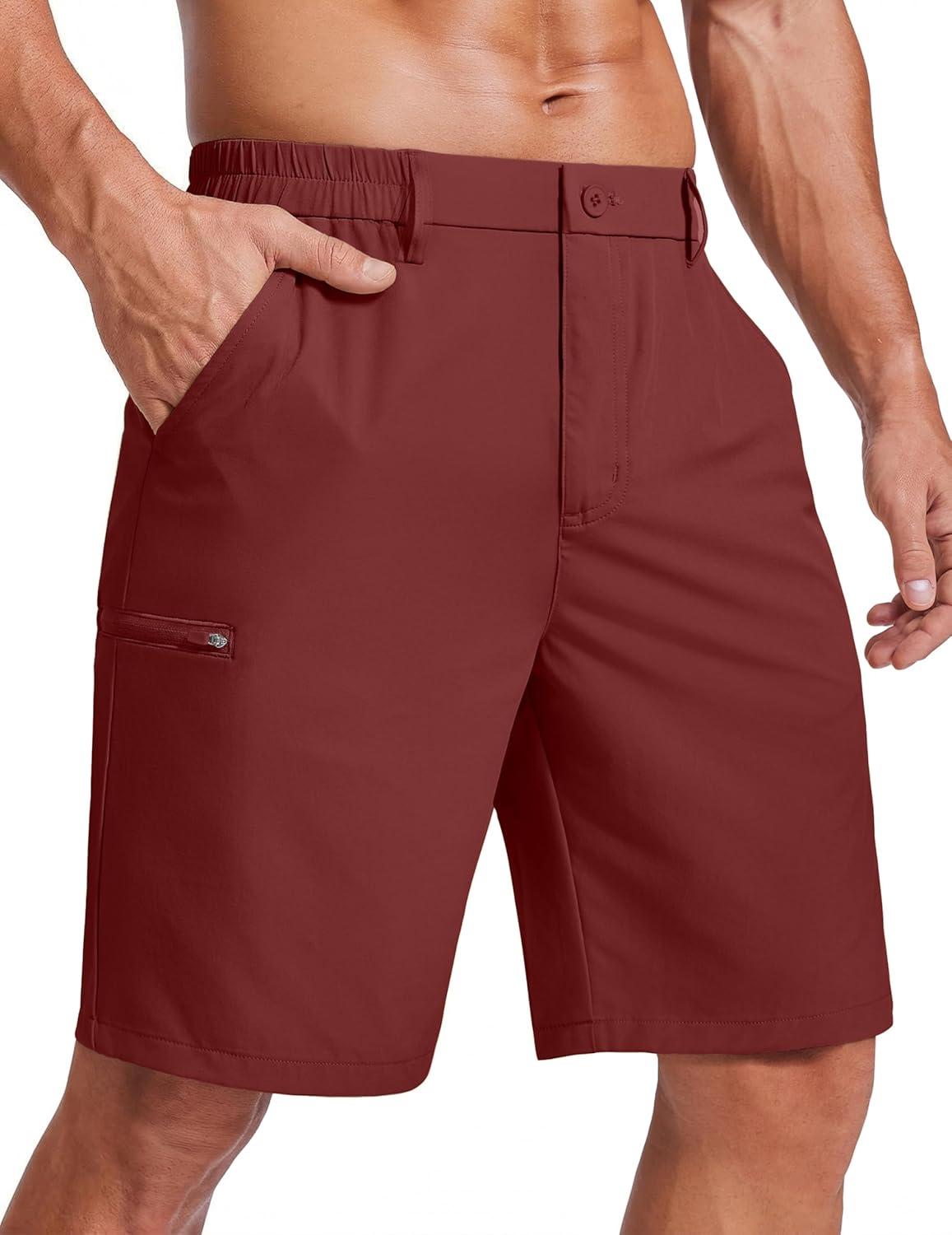 imageCOOFANDY Mens Casual Golf Shorts 79 Lightweight Stretch QuickDry Shorts for Hiking Work with 4 PocketsRed