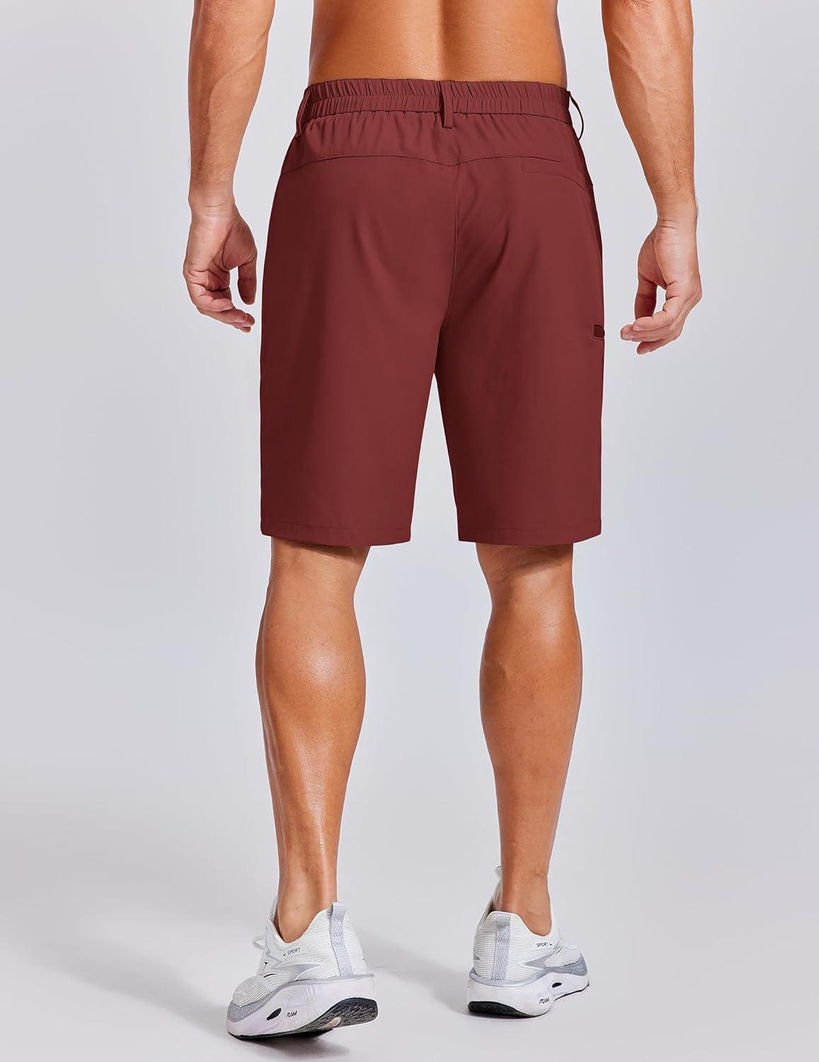 imageCOOFANDY Mens Casual Golf Shorts 79 Lightweight Stretch QuickDry Shorts for Hiking Work with 4 PocketsRed