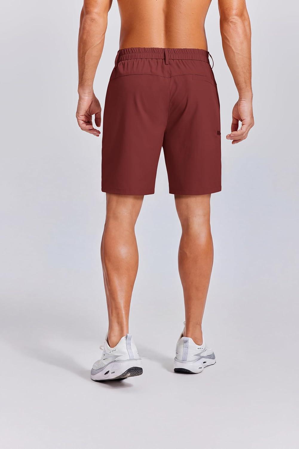 imageCOOFANDY Mens Casual Golf Shorts 79 Lightweight Stretch QuickDry Shorts for Hiking Work with 4 PocketsRed