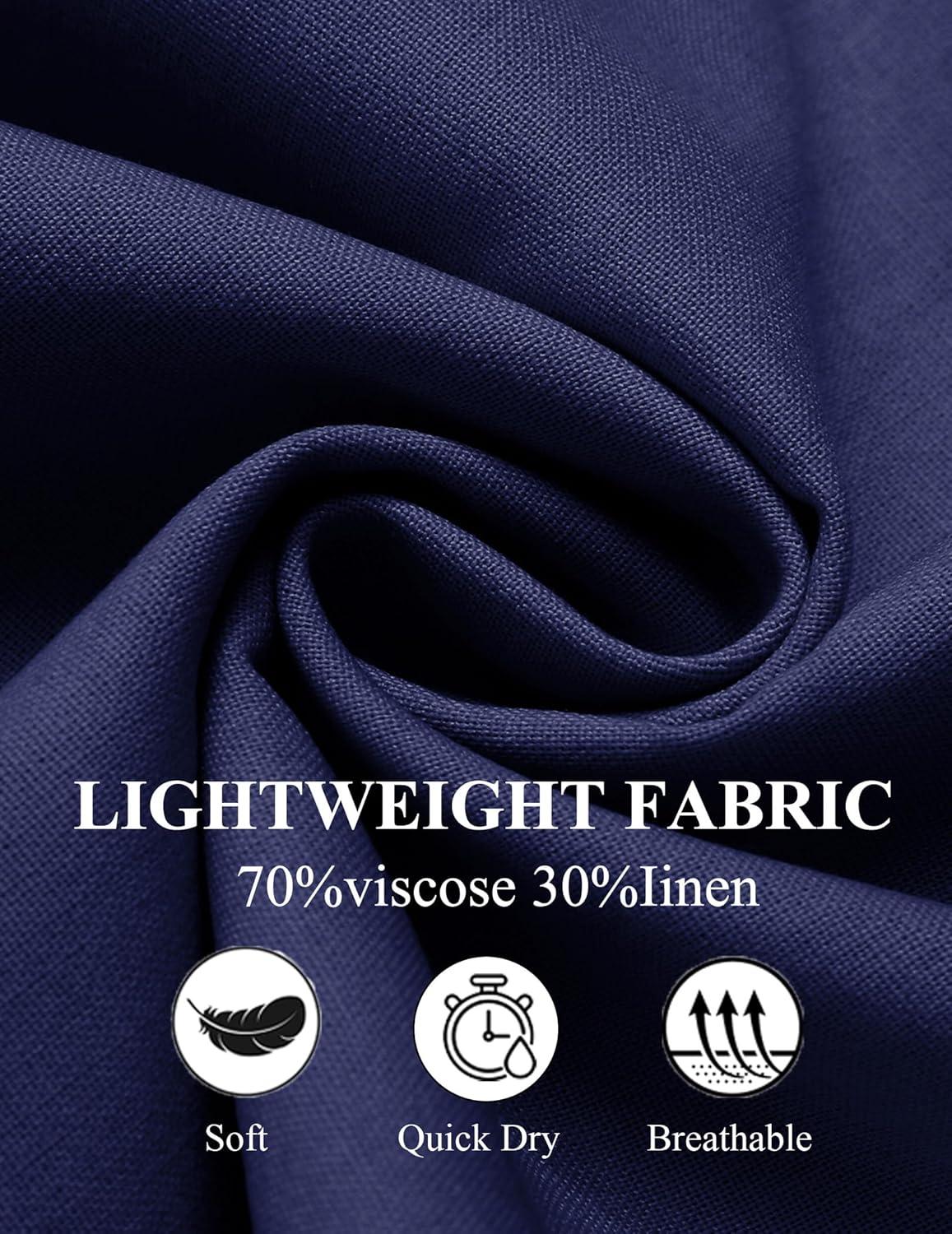 imageCOOFANDY Mens Casual Pants Linen Capri Harem Pants Loose Fit Baggy Pants Lightweight Beach Yoga TrousersNavy Blue