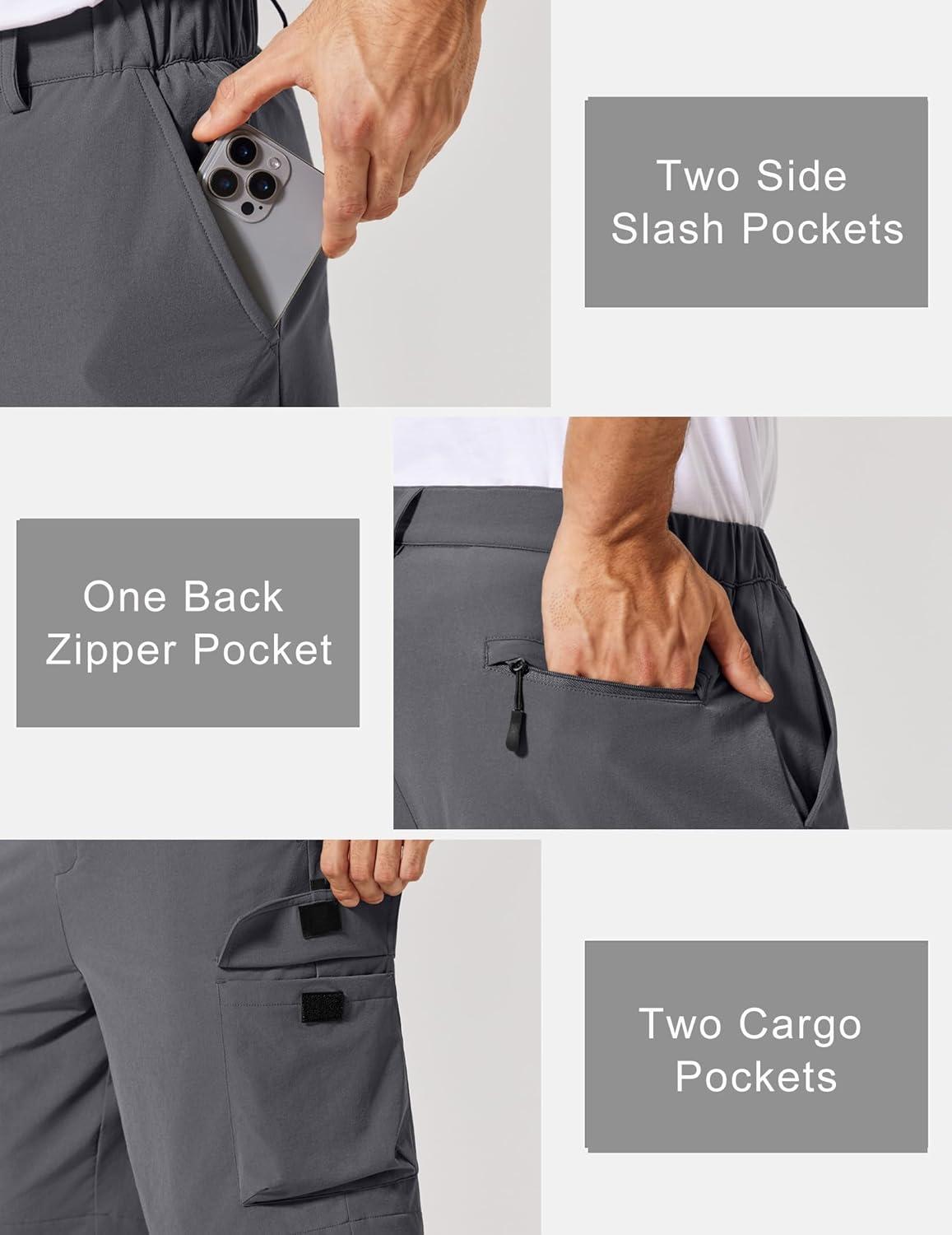 imageCOOFANDY Mens Casual Shorts 9 Lightweight Cargo Shorts for Golf Hiking Work Fishing with 5 PocketsDark Gray
