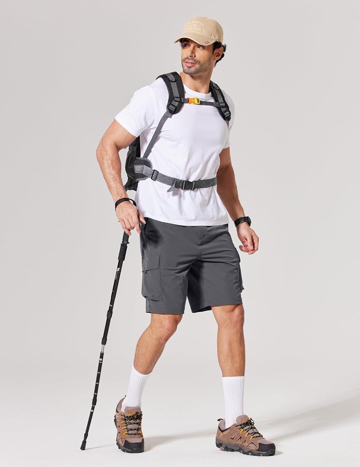 imageCOOFANDY Mens Casual Shorts 9 Lightweight Cargo Shorts for Golf Hiking Work Fishing with 5 PocketsDark Gray