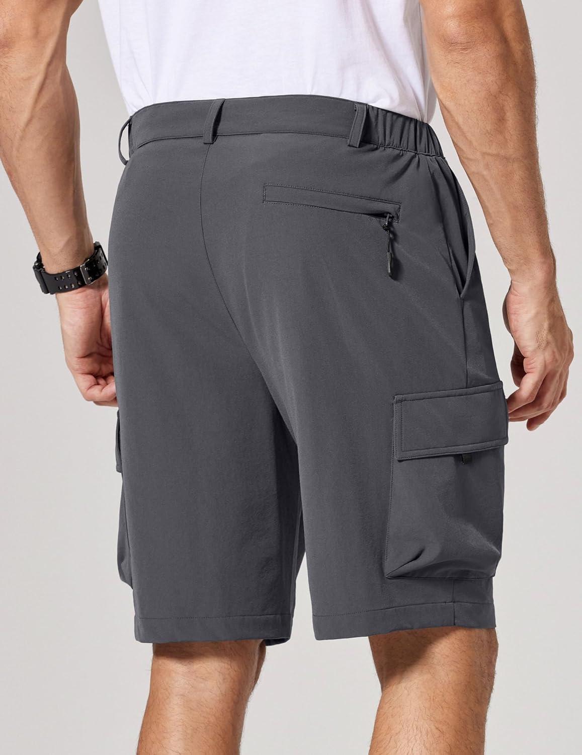 imageCOOFANDY Mens Casual Shorts 9 Lightweight Cargo Shorts for Golf Hiking Work Fishing with 5 PocketsDark Gray