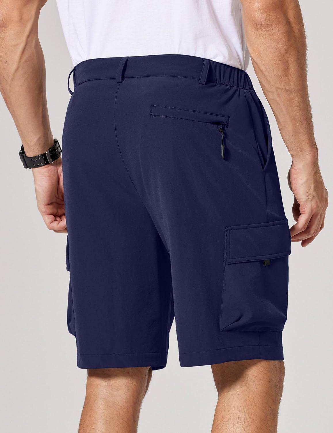 imageCOOFANDY Mens Casual Shorts 9 Lightweight Cargo Shorts for Golf Hiking Work Fishing with 5 PocketsNavy Blue