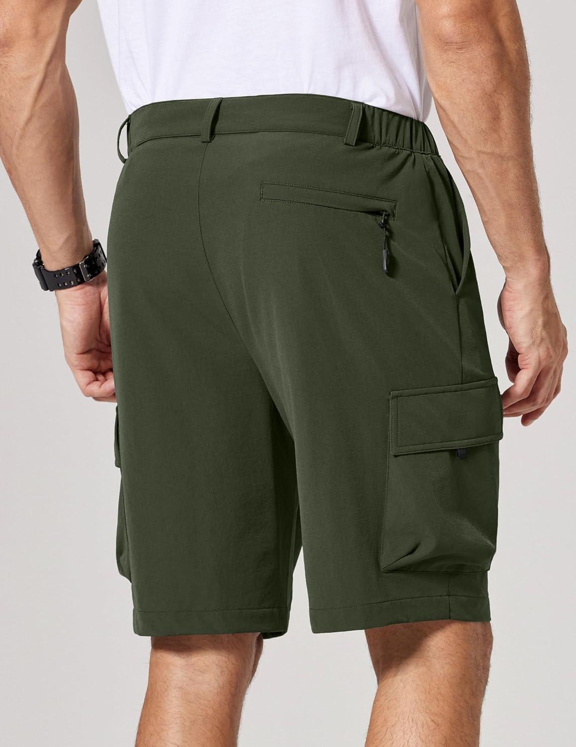 imageCOOFANDY Mens Casual Shorts 9 Lightweight Cargo Shorts for Golf Hiking Work Fishing with 5 PocketsOlive Green