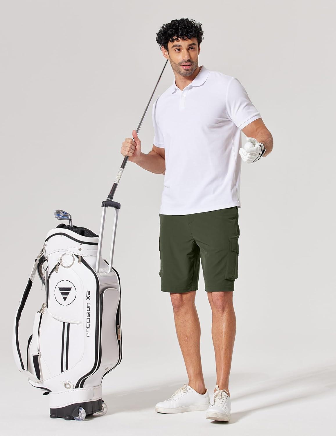 imageCOOFANDY Mens Casual Shorts 9 Lightweight Cargo Shorts for Golf Hiking Work Fishing with 5 PocketsOlive Green