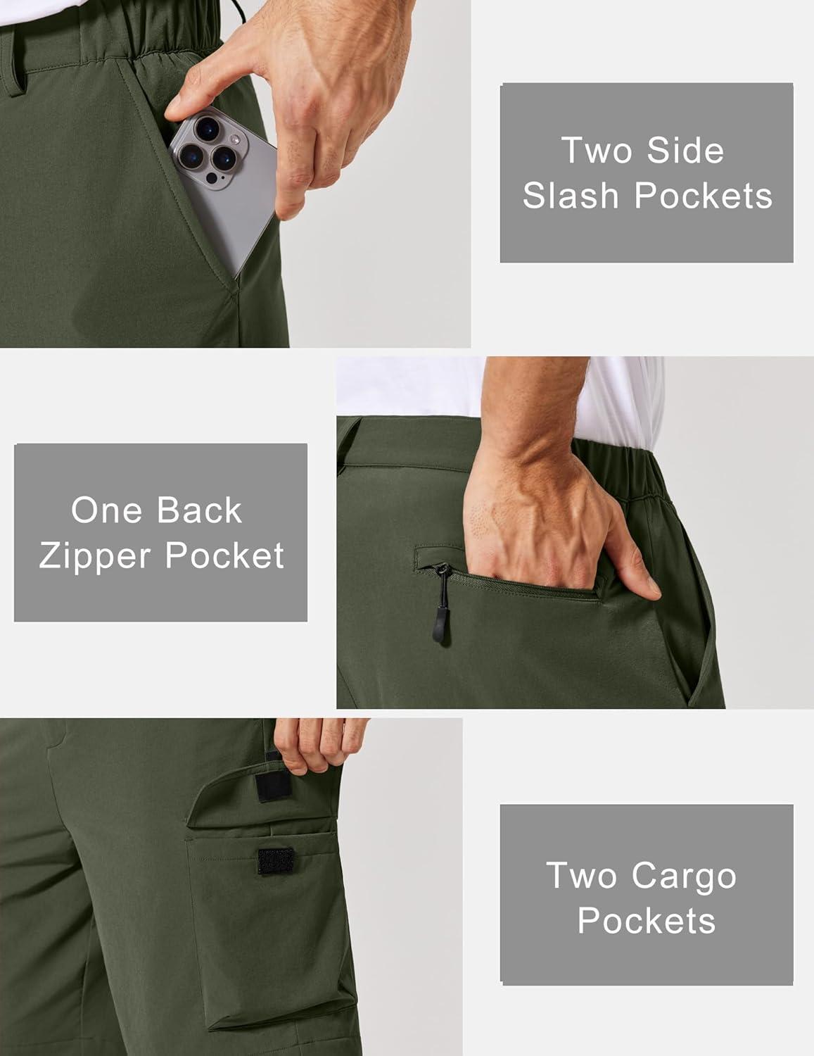 imageCOOFANDY Mens Casual Shorts 9 Lightweight Cargo Shorts for Golf Hiking Work Fishing with 5 PocketsOlive Green