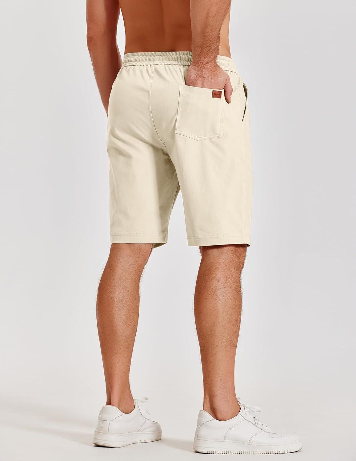 imageCOOFANDY Mens Casual Shorts Cotton Elastic Waist Shorts Drawstring Summer Beach ShortsBeige