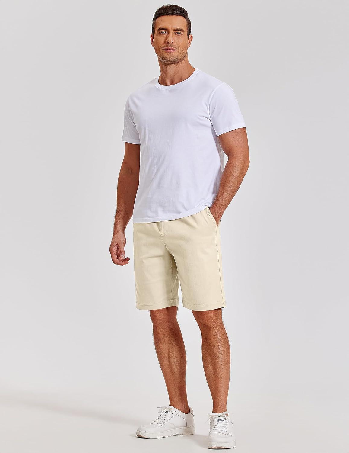 imageCOOFANDY Mens Casual Shorts Cotton Elastic Waist Shorts Drawstring Summer Beach ShortsBeige