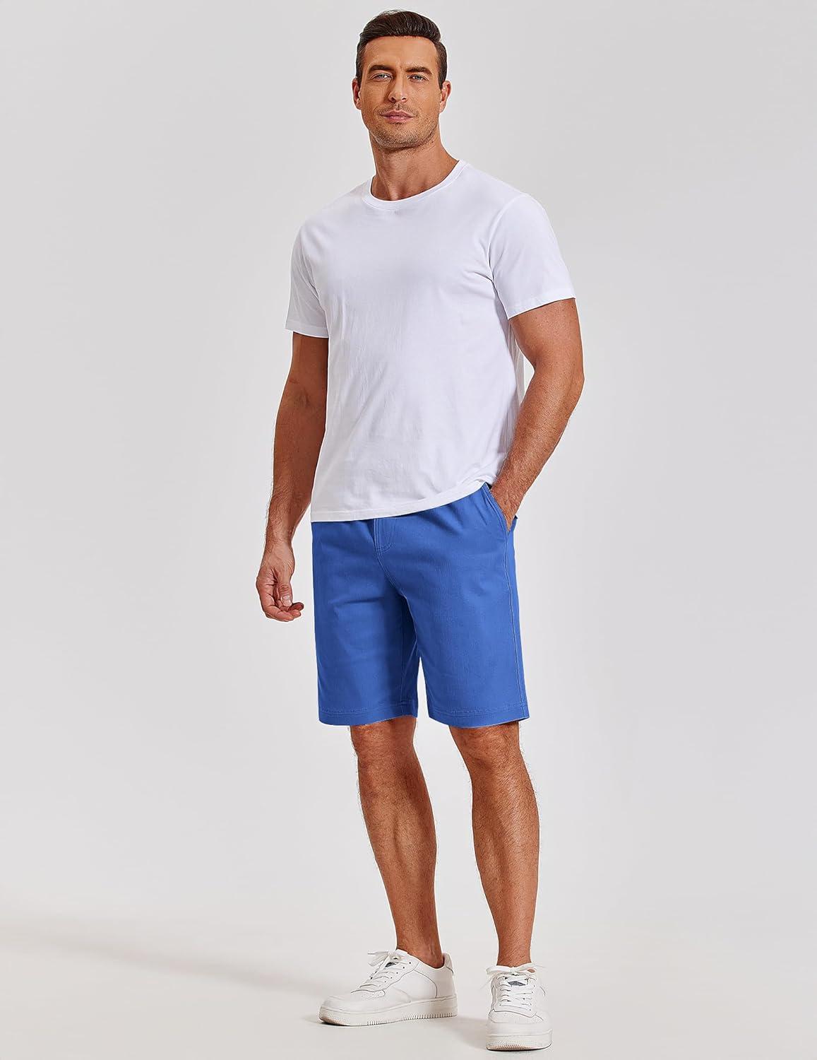 imageCOOFANDY Mens Casual Shorts Cotton Elastic Waist Shorts Drawstring Summer Beach ShortsBlue