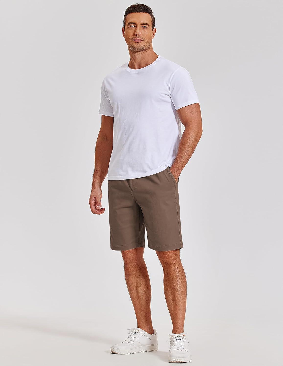 imageCOOFANDY Mens Casual Shorts Cotton Elastic Waist Shorts Drawstring Summer Beach ShortsBrown