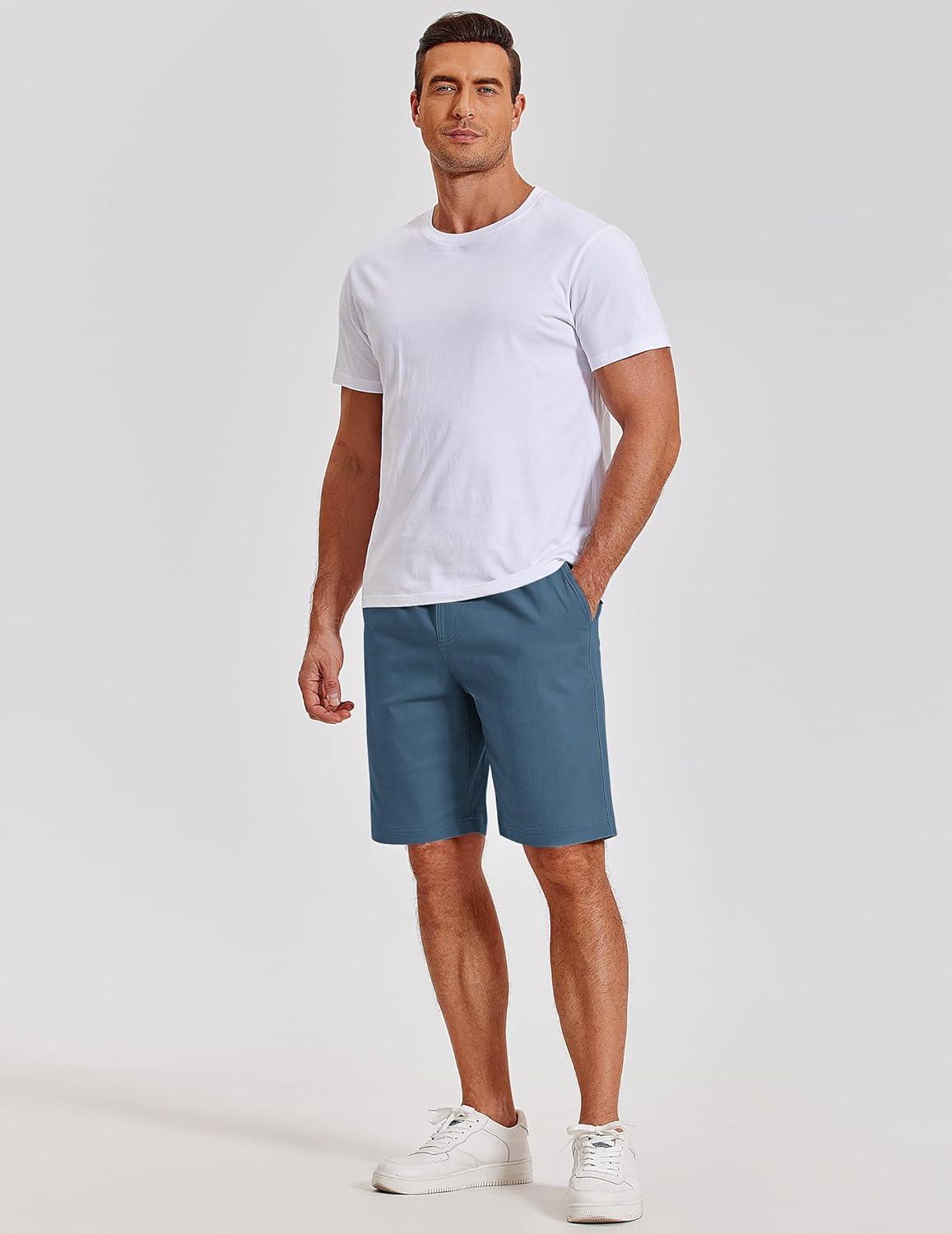 imageCOOFANDY Mens Casual Shorts Cotton Elastic Waist Shorts Drawstring Summer Beach ShortsDenim Blue