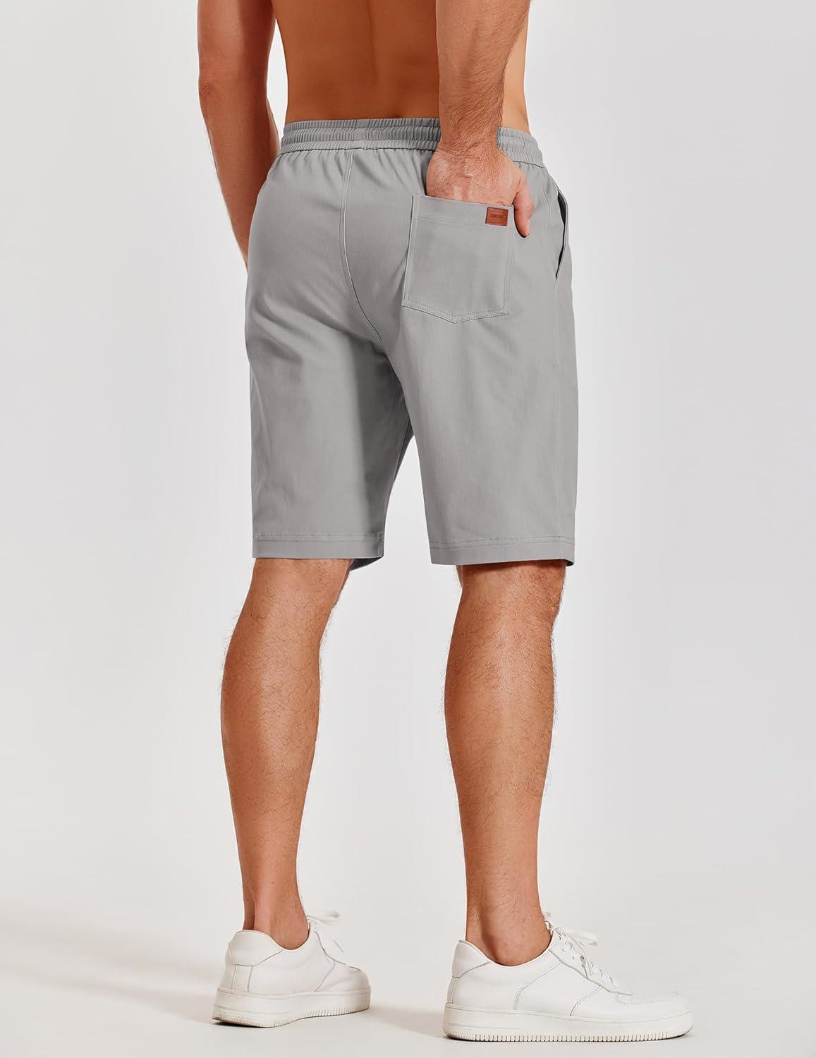 imageCOOFANDY Mens Casual Shorts Cotton Elastic Waist Shorts Drawstring Summer Beach ShortsLight Grey
