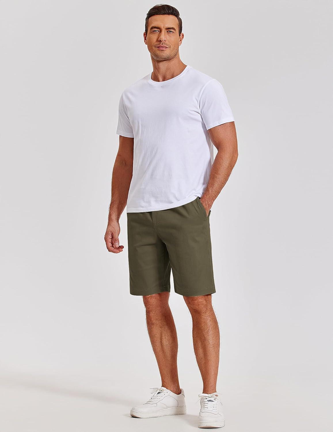 imageCOOFANDY Mens Casual Shorts Cotton Elastic Waist Shorts Drawstring Summer Beach ShortsOlive Green