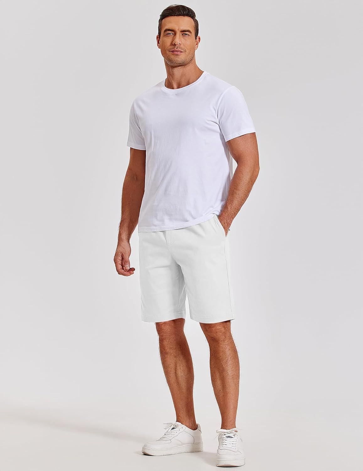 imageCOOFANDY Mens Casual Shorts Cotton Elastic Waist Shorts Drawstring Summer Beach ShortsWhite