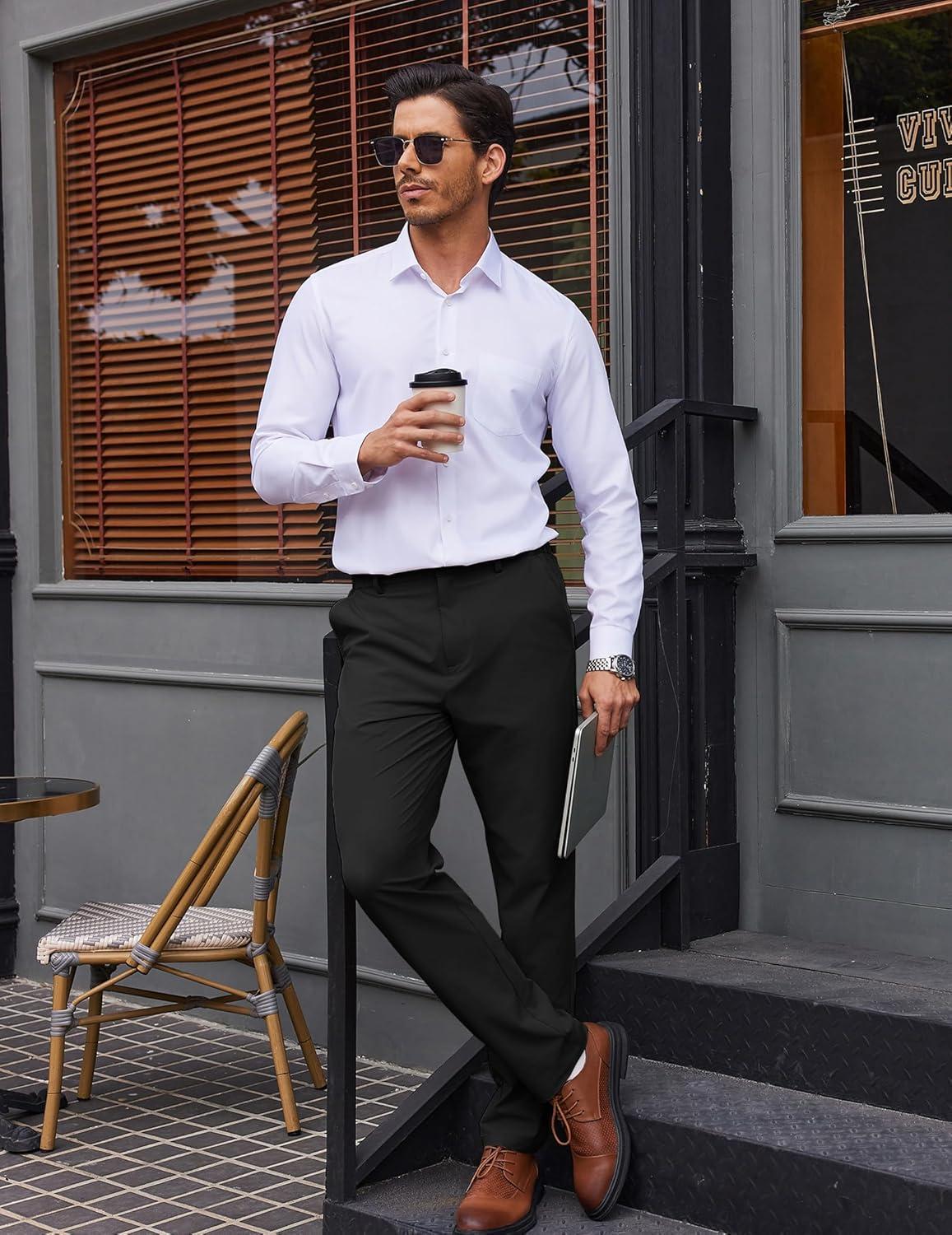 imageCOOFANDY Mens Golf Pants 303234 Stretch Work Dress Pants Lightweight Quick Dry Comfy Trousers with 4 PocketsBlack