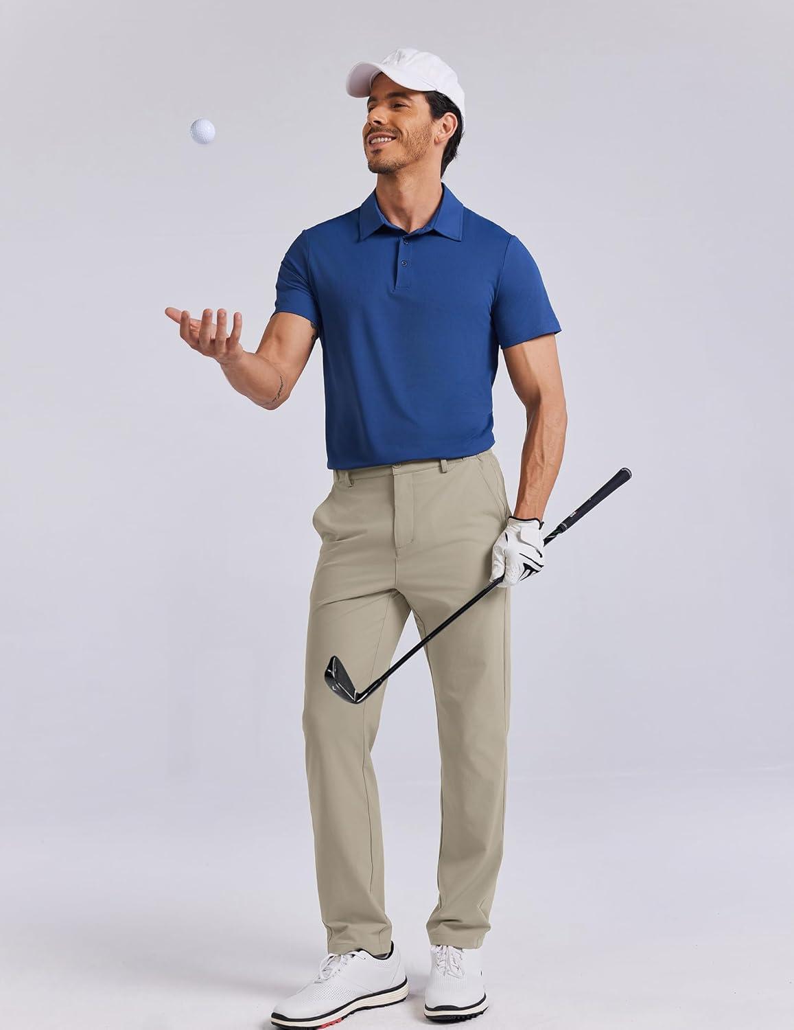 imageCOOFANDY Mens Golf Pants 303234 Stretch Work Dress Pants Lightweight Quick Dry Comfy Trousers with 4 PocketsLight Khaki