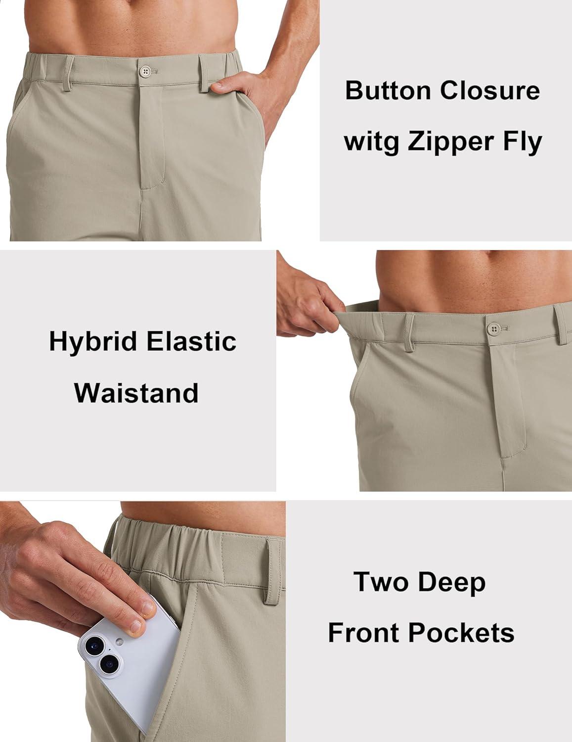 imageCOOFANDY Mens Golf Pants 303234 Stretch Work Dress Pants Lightweight Quick Dry Comfy Trousers with 4 PocketsLight Khaki