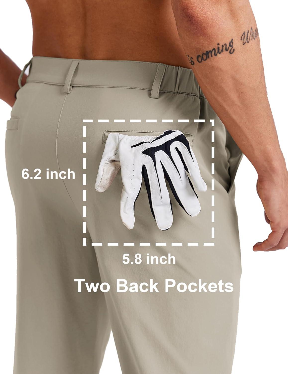imageCOOFANDY Mens Golf Pants 303234 Stretch Work Dress Pants Lightweight Quick Dry Comfy Trousers with 4 PocketsLight Khaki