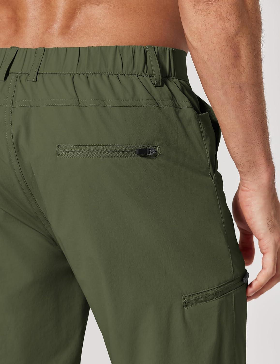 imageCOOFANDY Mens Golf Shorts 9 Quick Dry Stretch Dress Shorts with 6 Pockets Lightweight Casual Hiking ShortsArmy Green