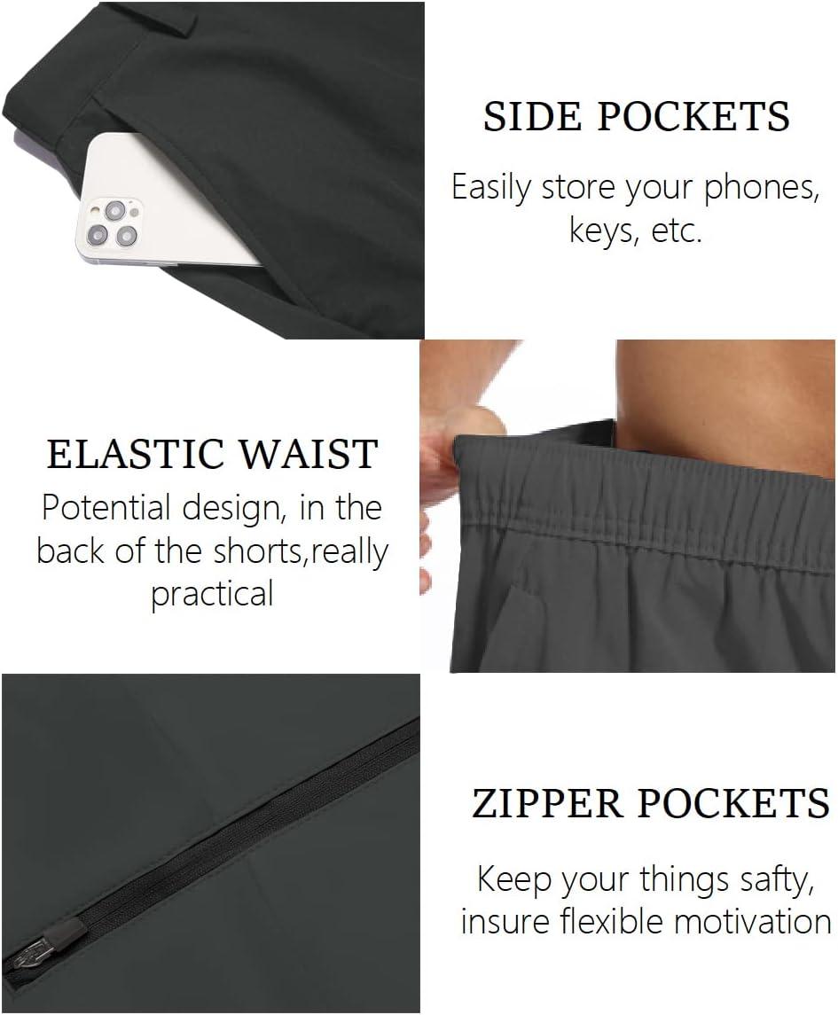imageCOOFANDY Mens Golf Shorts 9 Quick Dry Stretch Dress Shorts with 6 Pockets Lightweight Casual Hiking ShortsDark Grey