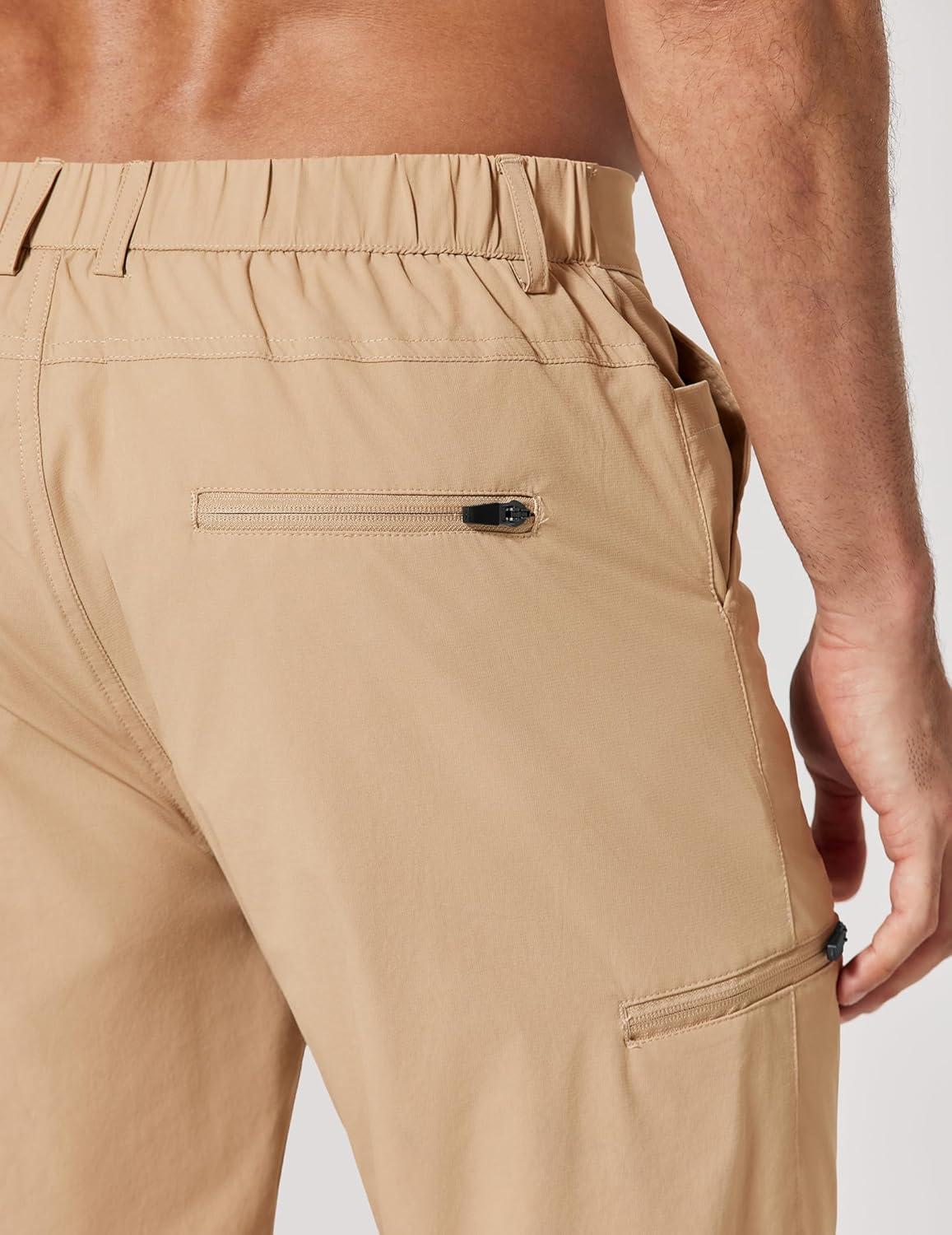 imageCOOFANDY Mens Golf Shorts 9 Quick Dry Stretch Dress Shorts with 6 Pockets Lightweight Casual Hiking ShortsKhaki