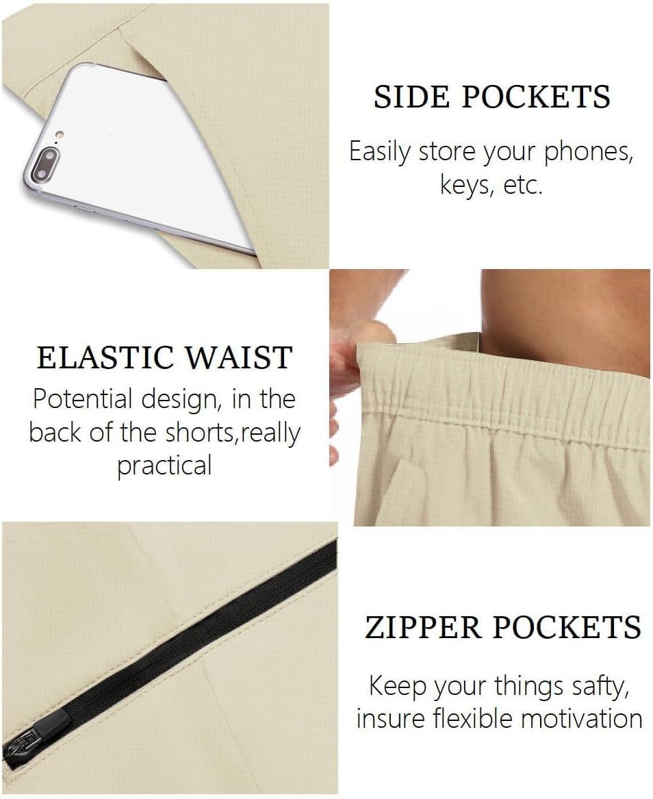 imageCOOFANDY Mens Golf Shorts 9 Quick Dry Stretch Dress Shorts with 6 Pockets Lightweight Casual Hiking ShortsMoon Grey