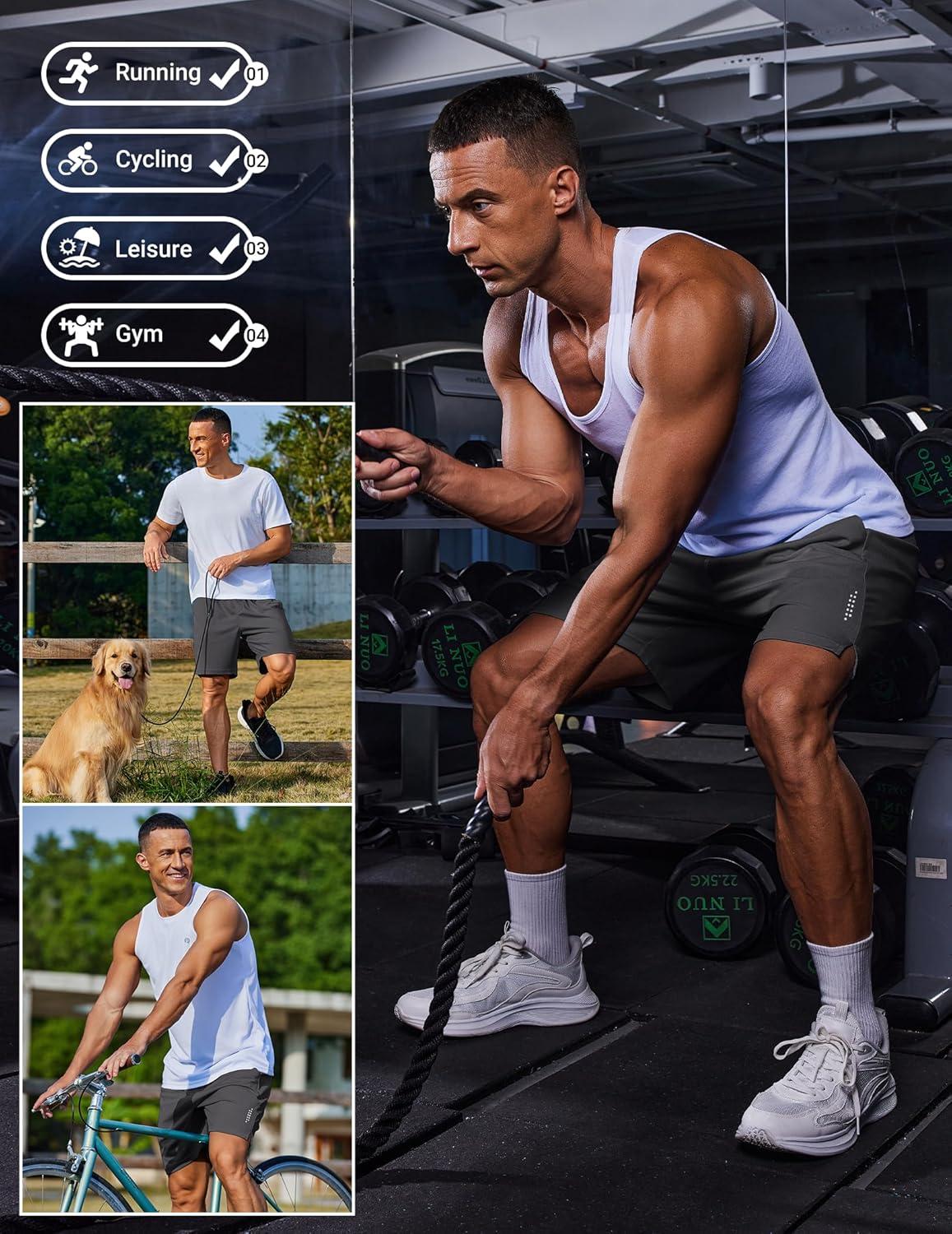 imageCOOFANDY Mens Gym Athletic Shorts with Zipper Pockets Quick Dry 7 Workout Running Training ShortsDark Gray